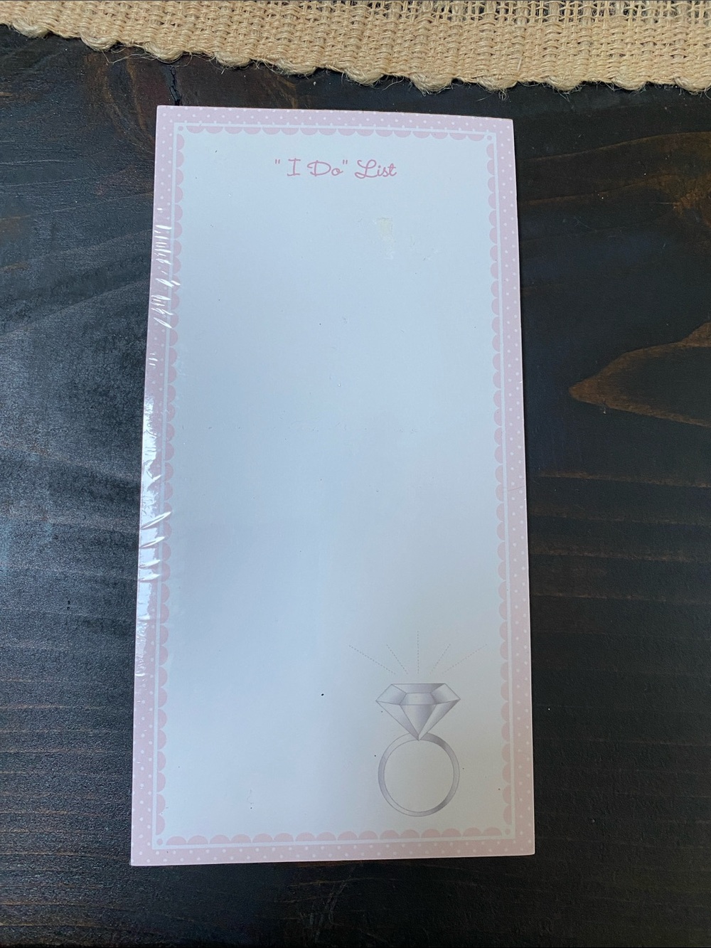 "I Do" Bridal To-Do List Magnetic Notepad - Pink Border, Diamond Ring - FWP